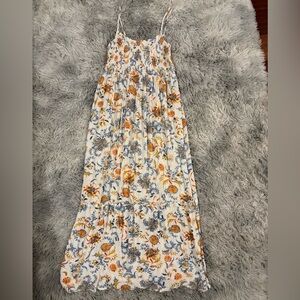 Floral Maxi Dress - Blue and Orange